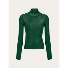 See Through High Neck Top - Ladies - Forest Green