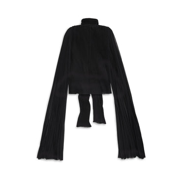 Scarf Pleated Blouse - Black