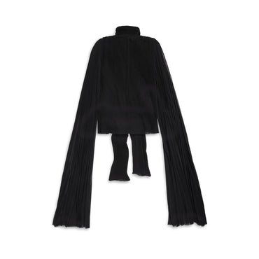 Scarf Pleated Blouse - Black