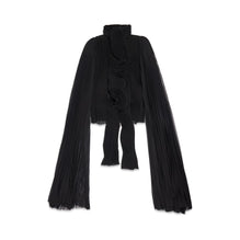 Scarf Pleated Blouse - Black