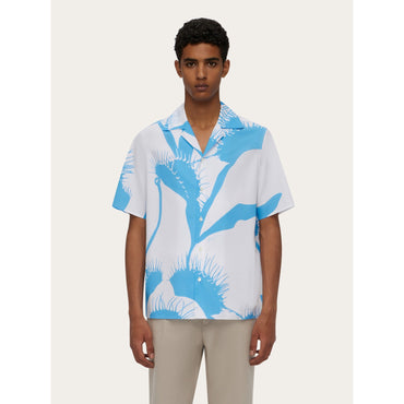 Venus Print Bowling Shirt - Men - White/Light Blue