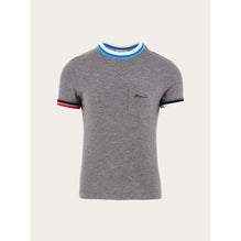 T-Shirt With Color Block Trims - Men - Grey