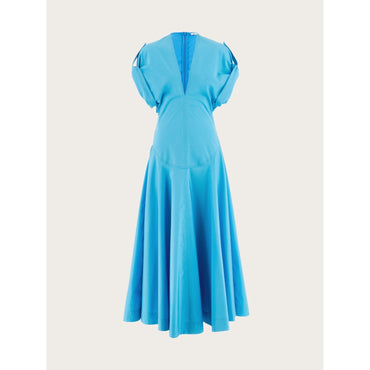 Dress With Flared Skirt - Ladies - Light Blue
