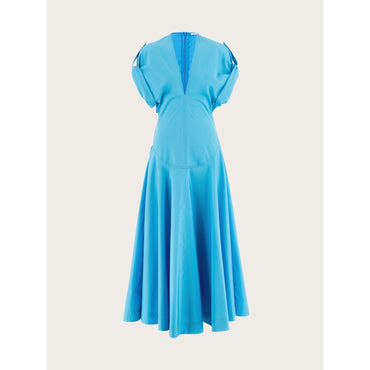 Dress With Flared Skirt - Ladies - Light Blue