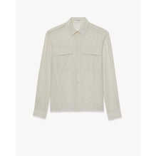 CHEMISE COL UNIVERSITE SATIN R - BEIGE GRIS NOIR