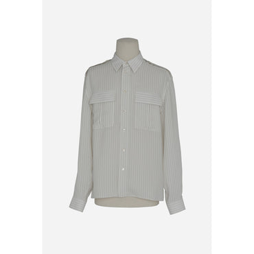 CHEMISE COL UNIVERSITE SATIN R - BEIGE GRIS NOIR