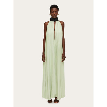 Dress With Contrasting Collar - Ladies - Sage