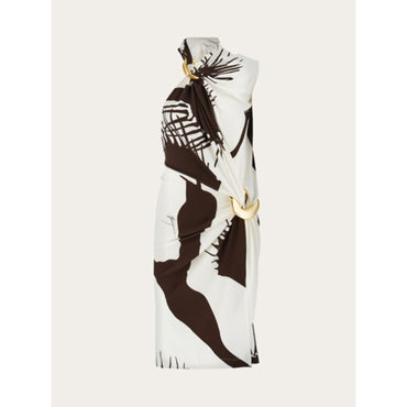 Asymmetric Gathered Dress - Ladies - Mascarpone/Espresso
