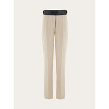 Linen Trouser With Eco-Leather Belt - Ladies - Sand