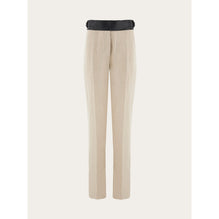 Linen Trouser With Eco-Leather Belt - Ladies - Sand