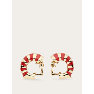 Two Tone Earrings - Ladies - Gold/Red