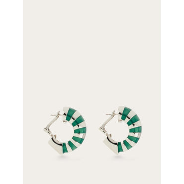 Two Tone Earrings - Ladies - Palladium/Green