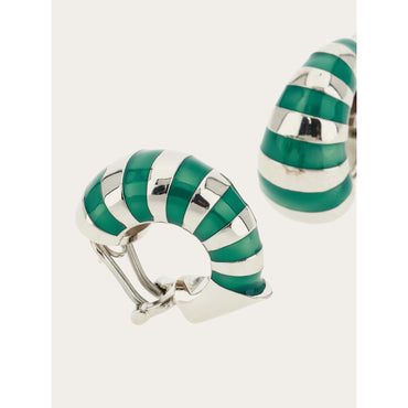 Two Tone Earrings - Ladies - Palladium/Green