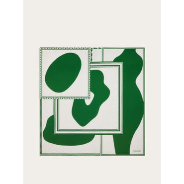 Clessidra Print Scarf - Ladies - White/Forest Green