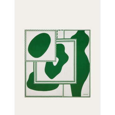 Clessidra Print Scarf - Ladies - White/Forest Green