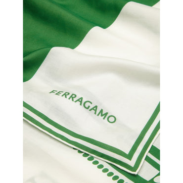 Clessidra Print Scarf - Ladies - White/Forest Green