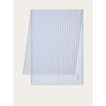Jacquard Striped Stole - 100% Cotton - White/Sky Blue