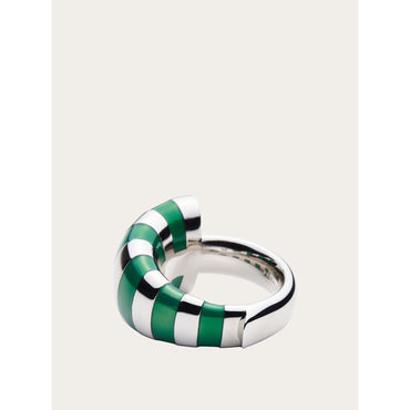 Two Tone Ring - Size 52 - Ladies - Palladium/Green