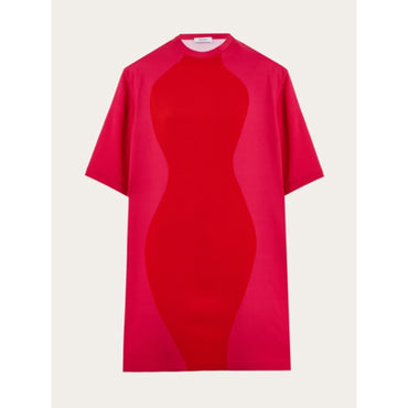 Hourglass Print T-Shirt Dress - Ladies - Fuchsia/Red