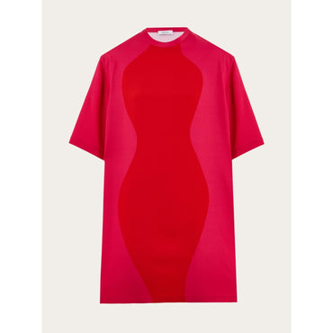 Hourglass Print T-Shirt Dress - Ladies - Fuchsia/Red
