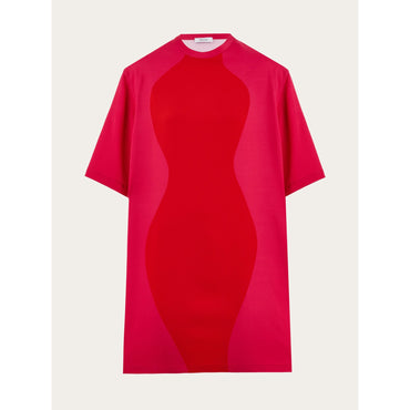 Hourglass Print T-Shirt Dress - Ladies - Fuchsia/Red