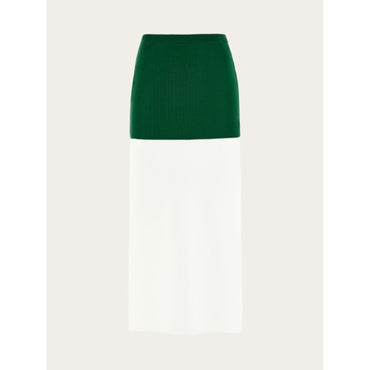Two Tone Color Block Layered Skirt - Ladies - White/Green