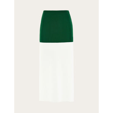 Two Tone Color Block Layered Skirt - Ladies - White/Green
