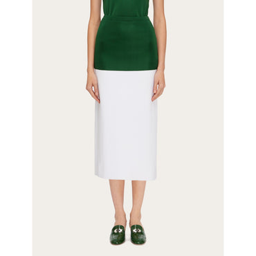 Two Tone Color Block Layered Skirt - Ladies - White/Green