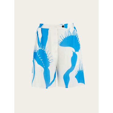 Venus Print Light Bermuda Short - Ladies - White/Light Blue
