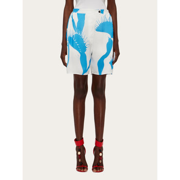 Venus Print Light Bermuda Short - Ladies - White/Light Blue