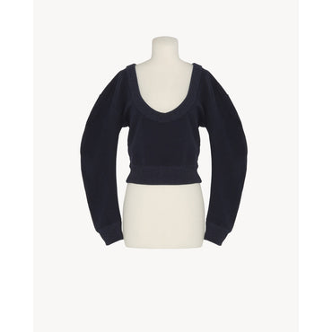 SWEAT MAXI DECOLLETE MOLLETON - BLEU CHINE