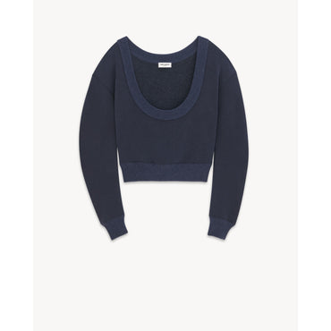 Sweat Maxi Decollete Molleton - Bleu Chine