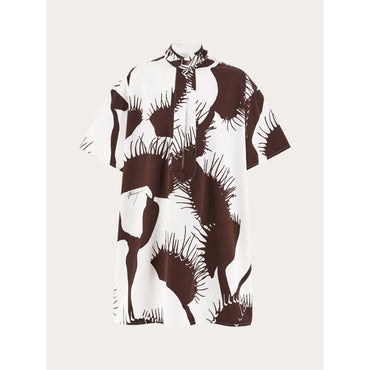 Cropped Venus Print Kaftan - Ladies - White/Espresso