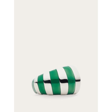 Two Tone Ring - Size 54 - Ladies - Palladium/Green