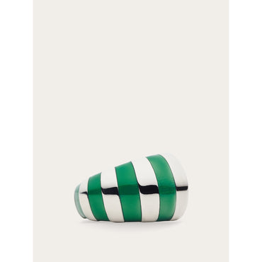 Two Tone Ring - Size 54 - Ladies - Palladium/Green