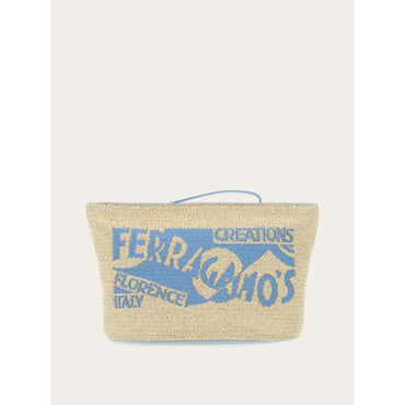 Pouch With Logo - Ladies - Natural/Sky Blue