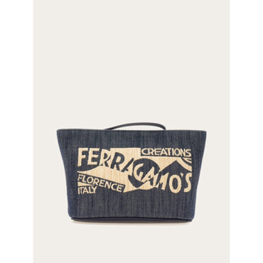Pouch With Logo - Ladies - Natural/Denim