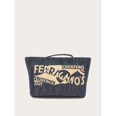 Pouch With Logo - Ladies - Natural/Denim