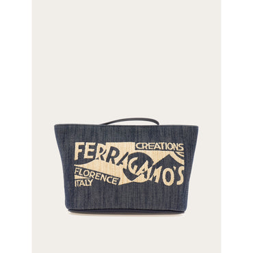 Pouch With Logo - Ladies - Natural/Denim
