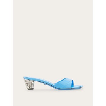 Cage Heel Slide - Printed Calfskin - Light Blue