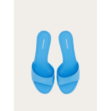 Cage Heel Slide - Printed Calfskin - Light Blue