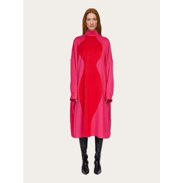 Hourglass Print Tunic Dress - Ladies - Fuchsia/Red