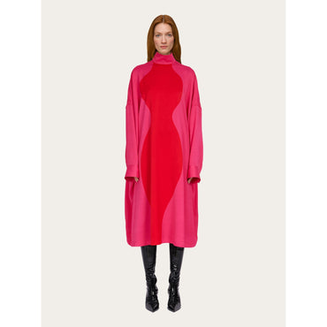 Hourglass Print Tunic Dress - Ladies - Fuchsia/Red