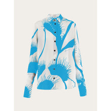 Venus Print Silk Shirt - Ladies - White/Light Blue