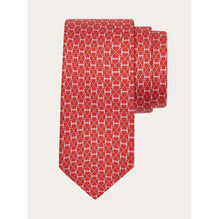Gancini Horsebit Print Silk Tie - Men - Red