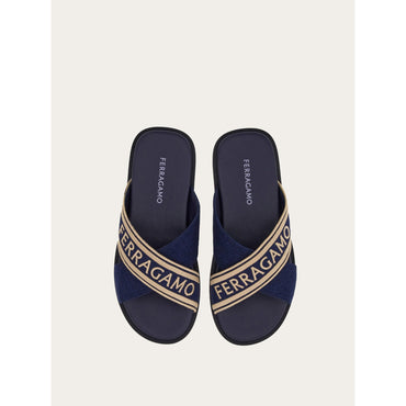 Sandal With Crossover Straps - Men - Midnight Blue