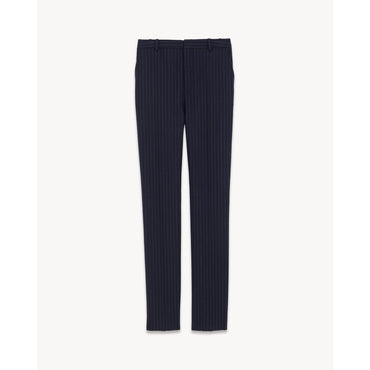 Pantalons Taille Haute Jambe - Marine Blanc