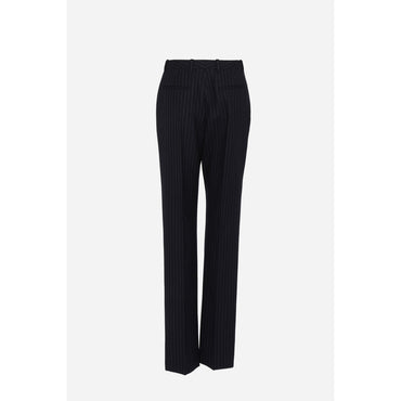 Pantalons Taille Haute Jambe F - Marine Blanc