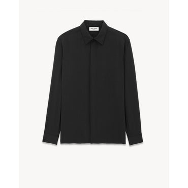 CHEMISE COL UNIVERSITE SOIE PI - NERO/NERO