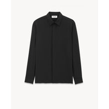 CHEMISE COL UNIVERSITE SOIE PI - NERO/NERO